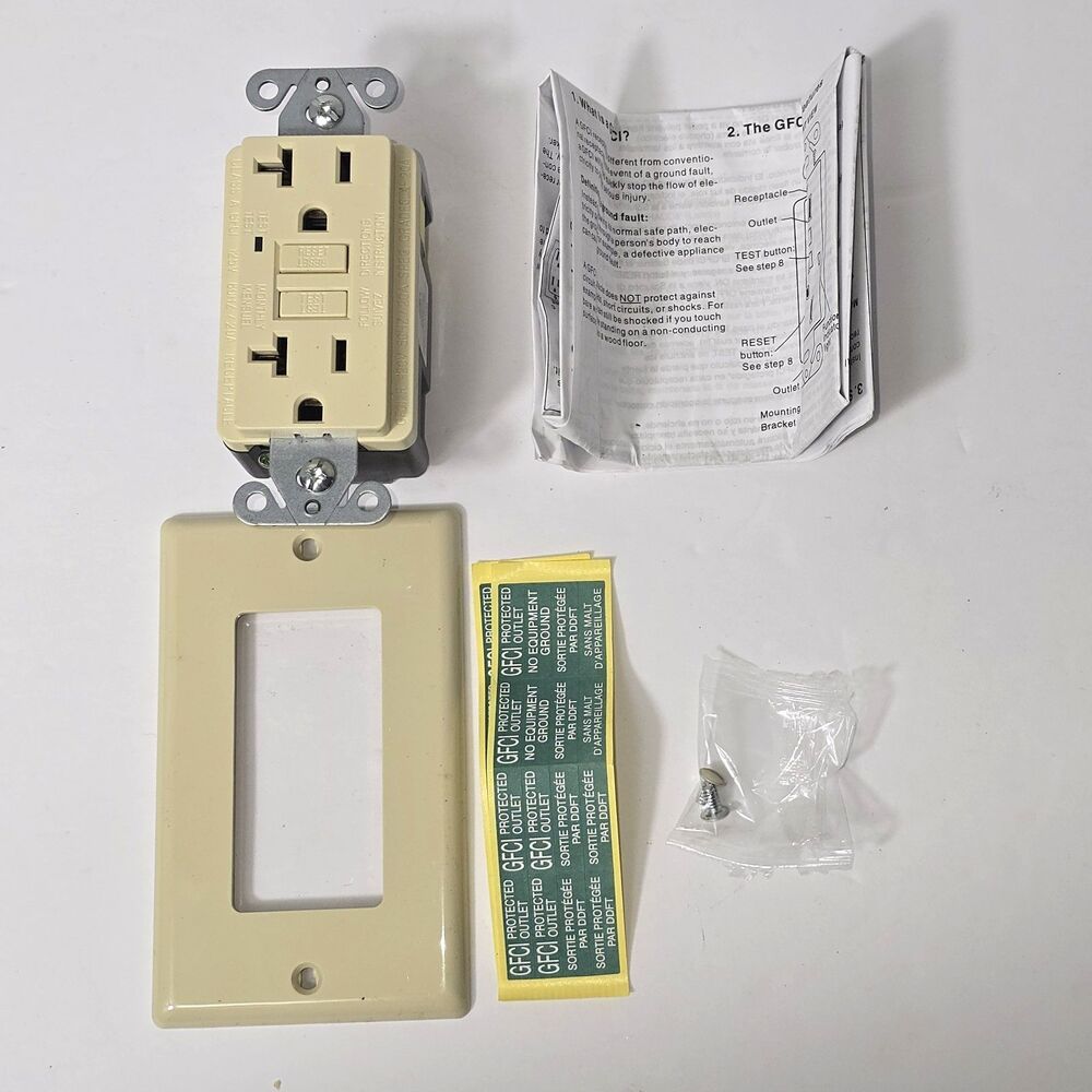 Smart Electrician 20 Amp GFCI Outlet Ivory Self-Testing 125V 363-3854 OPEN BOX - Picture 6 of 6
